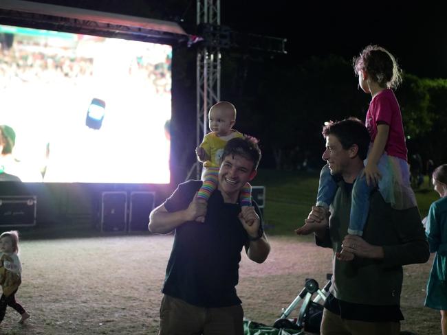 Fans celebrate after Australia defeated France in the quarter-finals of the FIFA Women's World Cup, at The Strand in Townsville on August 12, 2023. Picture: Blair Jackson