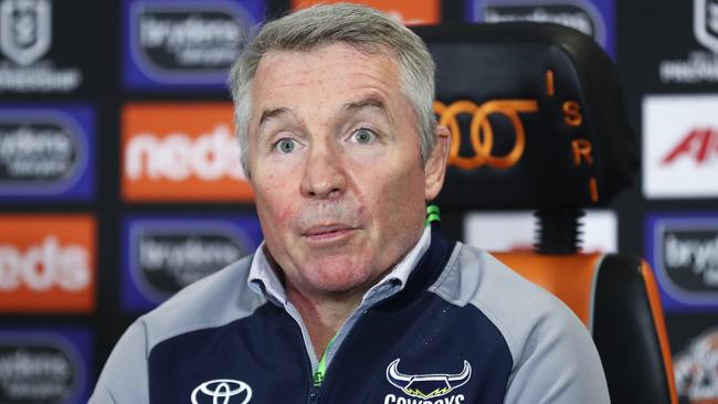 North Queensland Cowboys coach Paul Green speaks to the media following his sides loss to Wests Tigers on Saturday. Picture: AAP