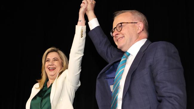 Premier Annastacia Palaszczuk and Prime Minister Anthony Albanese at the Queensland ALP state conference.