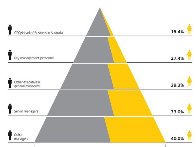 Proportion of women by management category in 2014-15. Picture: Workplace Gender Equality Agency