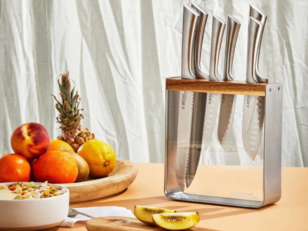 Power A Damashiro 7-Piece Kin Knife Block Set in Stainless Steel