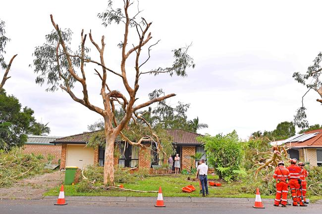 One of the homes damaged in storms at Little Mountain. Picture: John Gass