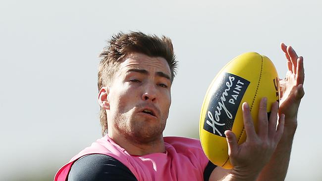 MELBOURNE, AUSTRALIA – JULY 02: Jack Viney of the Demons takes a mark during a Melbourne Demons AFL training session at Casey Fields on July 02, 2020 in Melbourne, Australia. (Photo by Graham Denholm/Getty Images)