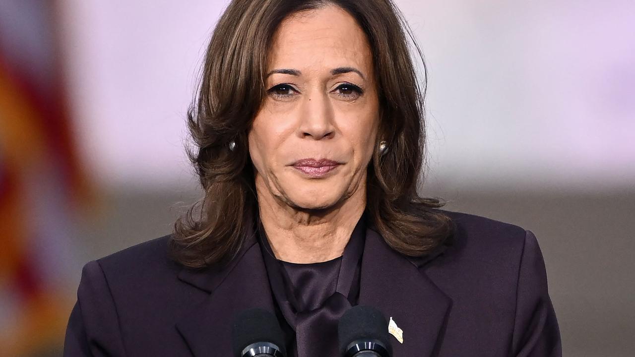 A subdued Ms Harris during her concession speech today. Picture: Saul Loeb/AFP