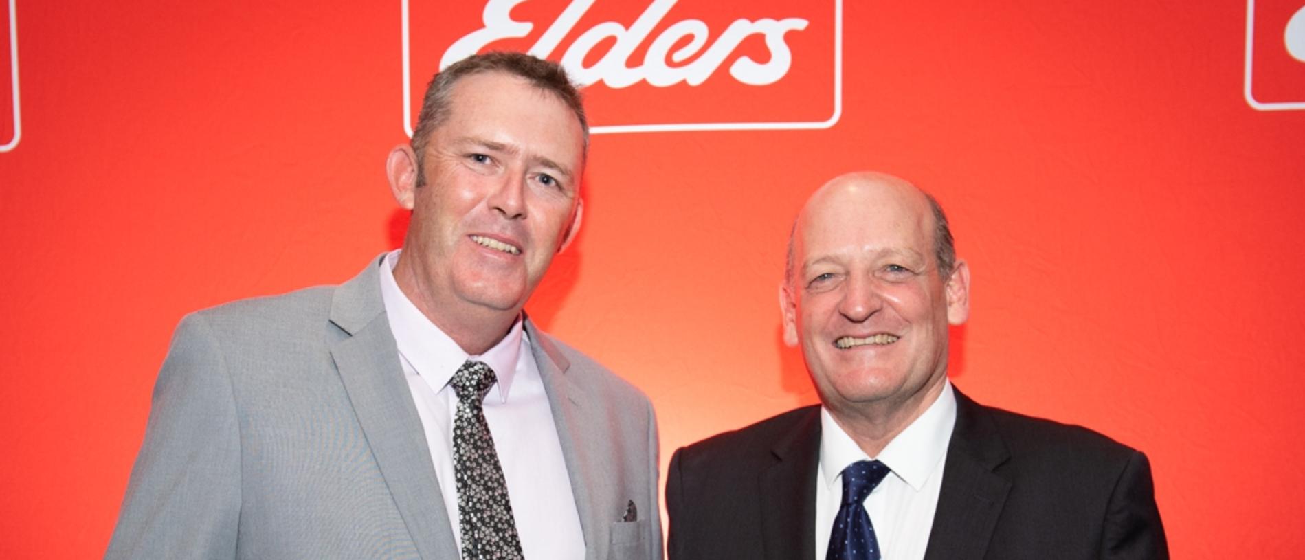 Elders Katherine branch manager Paul McCormick with Elders CEO and managing director Mark Allison at the One Elders Awards. Picture: SUPPLIED.