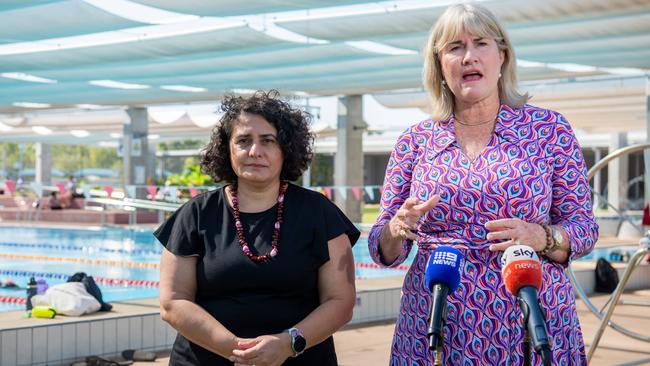 Mayor Athina Pascoe-Bell and Chief Minister Eva Lawler announce $10m worth of infrastructural upgrades in Palmerston. Picture: Pema Tamang Pakhrin