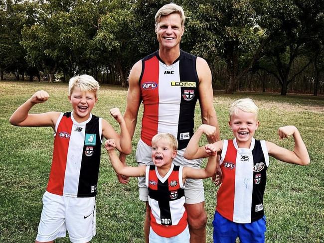 Nick Riewoldt and sons James, Will and Teddy show their support from Texas.