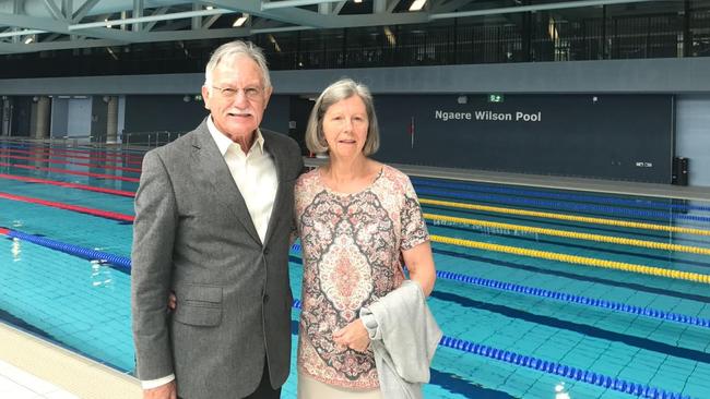 Alan and Denise at opening of the Ngaere Wilson Pool at Camberwell Grammar. Picture: Supplied