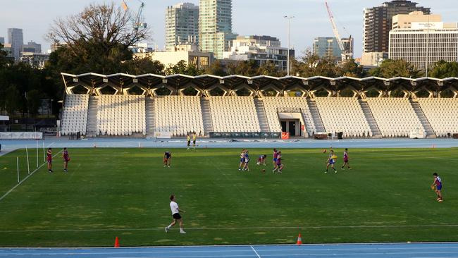 An exclusive trial of a new version of AFL football played on soccer pitch between two VFL teams. Picture: Supplied