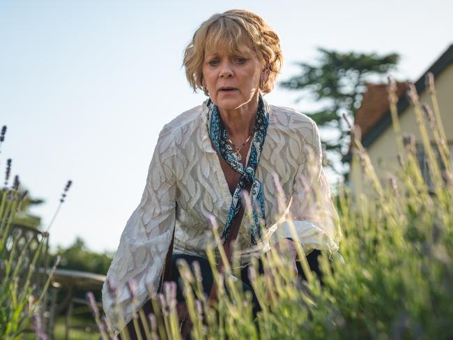 Samantha Bond is the dogged Judith Potts in The Marlow Murder Club.