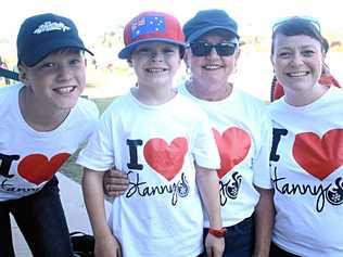 TOWN PRIDE: Trey Colyer, Alex Steffanon, Heather Colyer and Ruth Steffanon at a previous public rally for de-amalgamation. Picture: Matthew Purcell