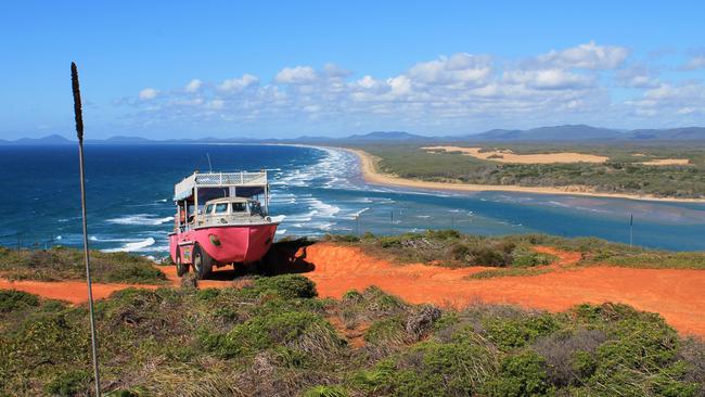 The 1770 LARC climbs to the top of Bustard Head during one of its tours to the lighthouse.