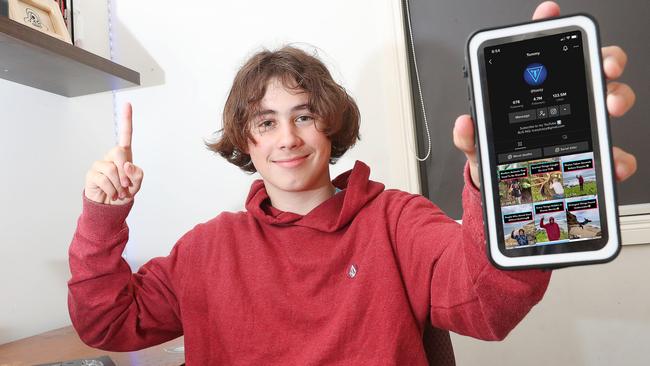 A 15 year-old Barwon Heads schoolboy Tommy Cockram has amassed almost 5 million TikTok followers in less than a year. Picture: Alan Barber