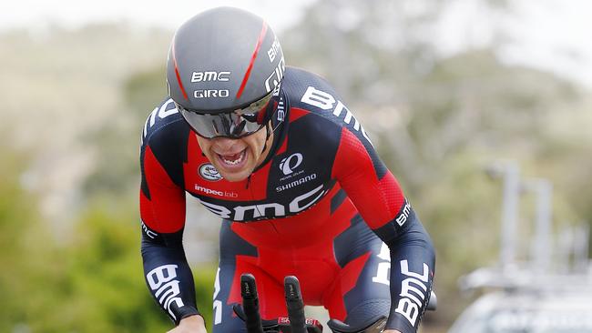 2016 Road National's Cycling Elite Men's Time trial at Buninyong, Second place getter Richie Porte powers up the hill . 7th January 2016. Picture: Colleen Petch.