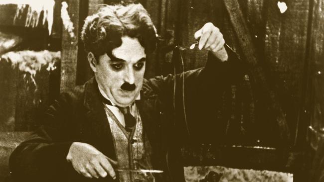 Actor Charlie Chaplin in scene from<i> Gold Rush.</i>