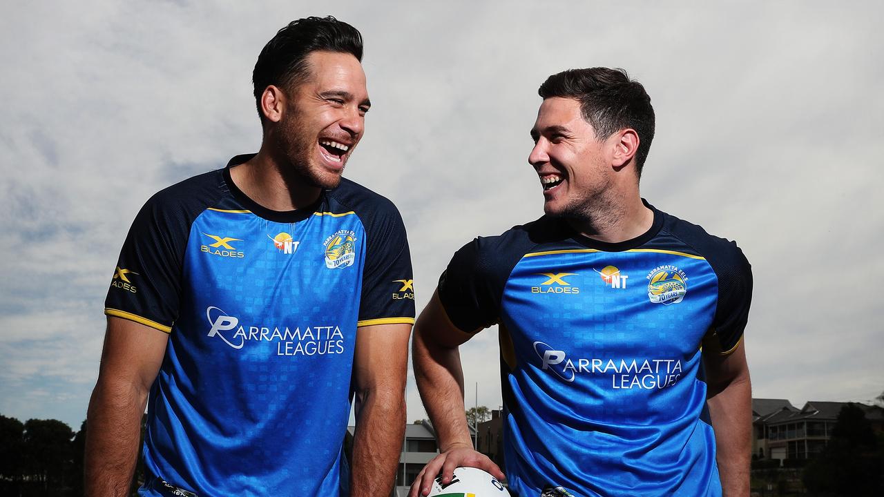 Despite their side’s slow start to 2018 Eels halves Corey Norman and Mitch Moses insist they continue to have a strong relationship. Photo: Brett Costello