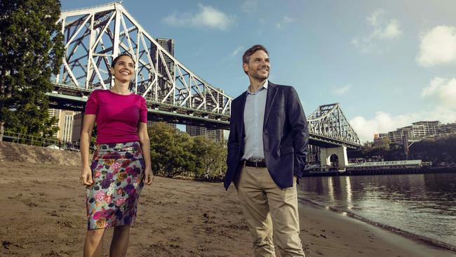 8th August 2020. Greens candidate for the Brisbane seat of McConnel Kirsten Lovejoy and Greens MP for the electorate of Maiwar, Michael Berkman, pose for a portrait in Brisbane. Photo: Glenn Hunt