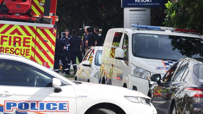 Emergency Services and Police on scene of a fire in a unit complex in Surf Parade Surfers Paradise. The area was declared a crime scene. Picture Glenn Hampson