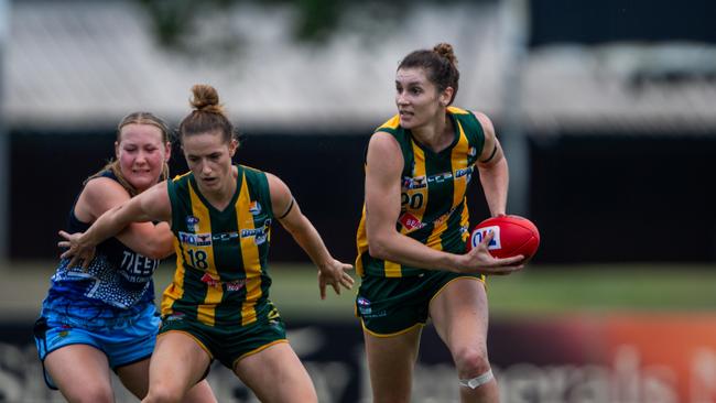 Jasmyn Hewett won her second NTFL best and fairest medal. Picture: Pema Tamang Pakhrin