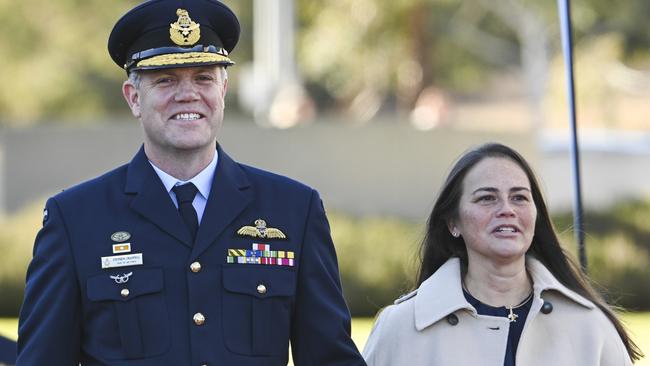 Air Marshal Stephen Chappell at the Chief of Air Force Change of Command Parade in Canberra on Wednesday. Picture: NewsWire / Martin Ollman