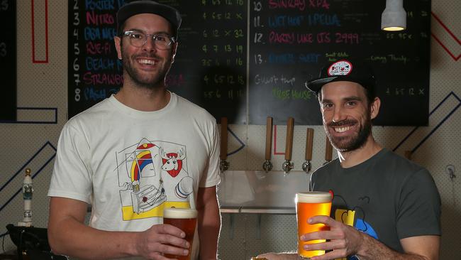 Co-owners Dan Hall and Steve Germain opened the experimental hop house two and a half years ago. Picture: George Salpigtidis