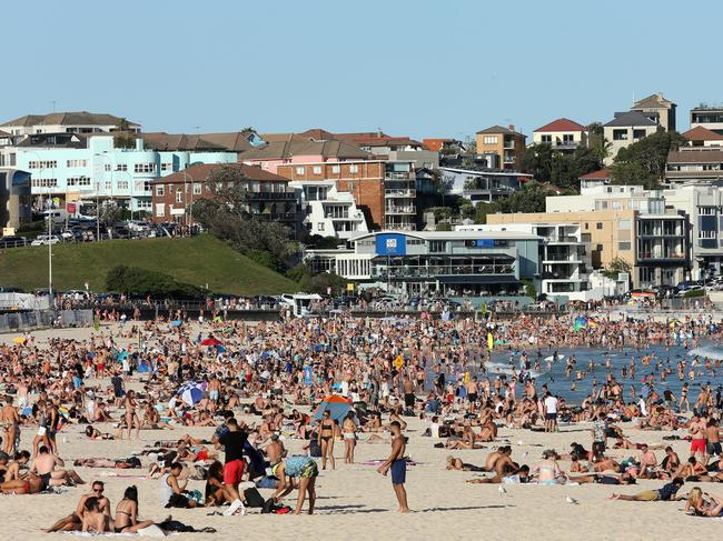 Beachgoers are seen at Bondi Beach despite the threat of coronavirus. Picture: AAP