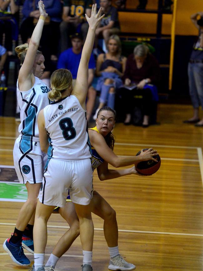 Queensland Basketball League quarter finals at Townsville Basketball Stadium. Townsville Flames against North Gold Coast Seahawks. Townsville Flames against North Gold Coast Seahawks. Flames Stella Beck. Picture: Evan Morgan