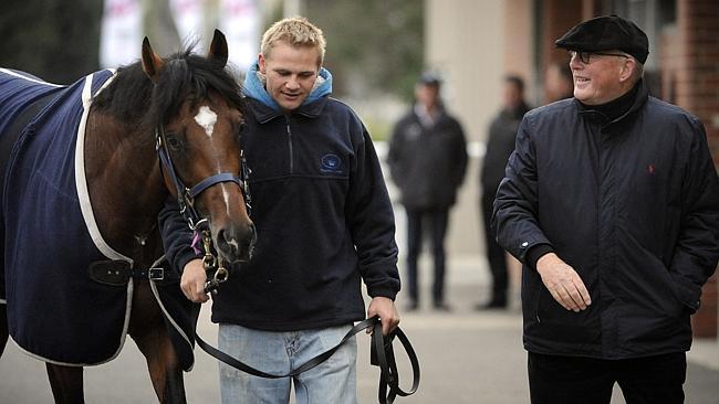 Owner Lloyd Williams with Green Moon, who was eased down when he dropped out of contention and finished 44 lengths behind Fiore