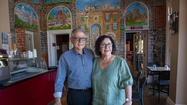 Teresa and Enzo Fazzari, owners of Enzo's Ristorante, at the Port Road restaurant that’s closed down. Picture: Mark Brake