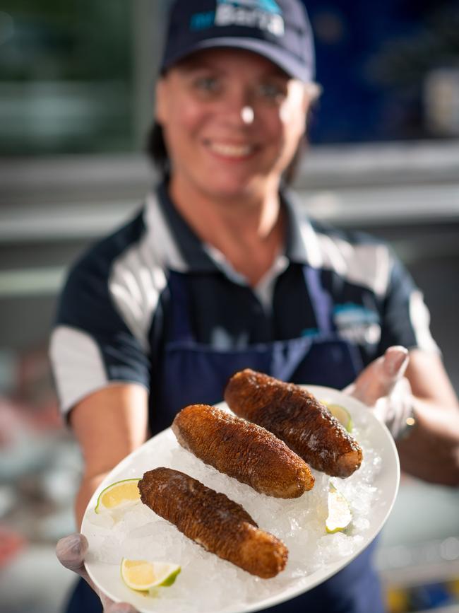 Darwin wholesaler Mr Barra has started selling sea cucumber for the first time and they're already proving to be pretty popular. Picture: Che Chorley