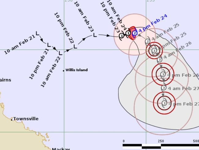 Tropical Cyclone Alfred strengthens to Cat 2