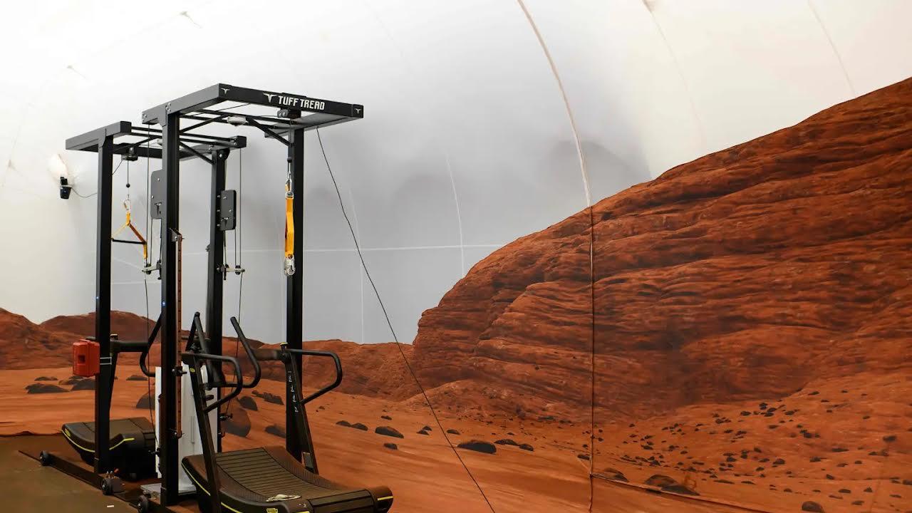 Exercise equipment inside CHAPEA’s Mars Dune Alpha that will be used by the crew during their stay. Picture: AFP