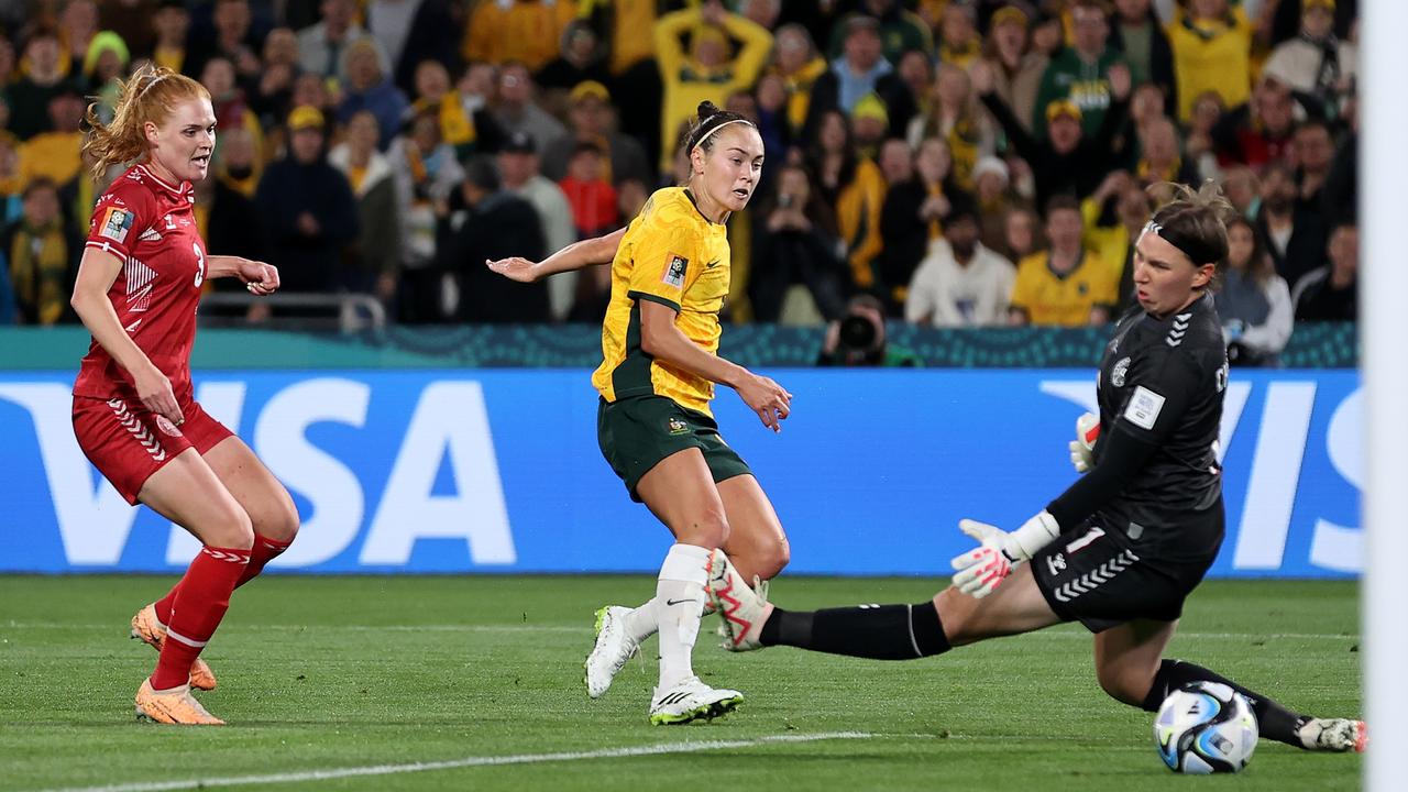 Caitlin Foord scores for Australia.