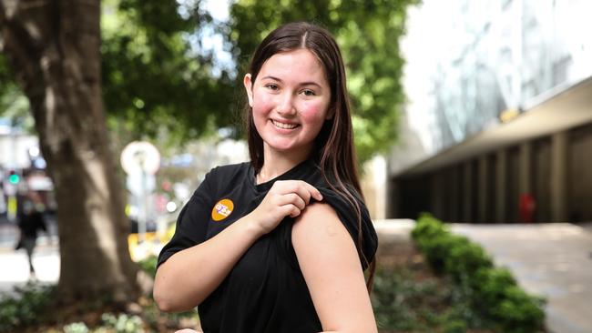 Megan Brocherie, 19, received her first dose of the Covid vaccine last month. Picture: Zak Simmonds