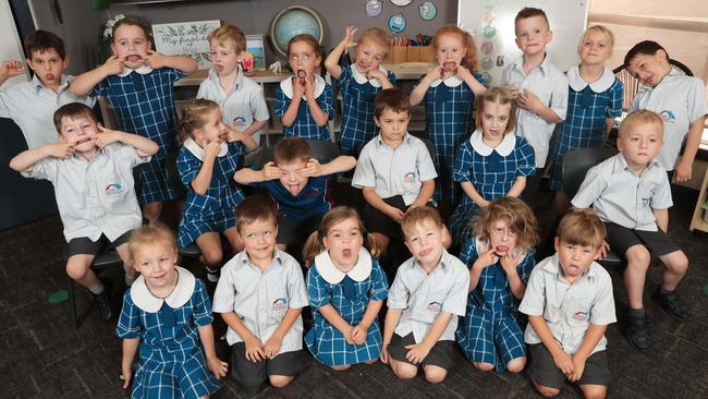 St.Mary McKillop Catholic PS Prep White Back Row From Left: John Toulmin, Ivy Keys, Reuben Sims, Marlee Carew, Evie Brown, Georgia Anderson, Albie Clark, Indi Rasmussen, Aiden Edwards Middle Row From Left: Riley Fitzpatrick, Amelia Pyle, Morris Colla, Angelo Babic, Lucy Williams, Franklin Ryan Front Row From Left: Pippa Brown, Johnathan McPherson, Kit Turner, Lincoln Rowan, Casey Cawood, Sam Biscan Picture Mark Wilson