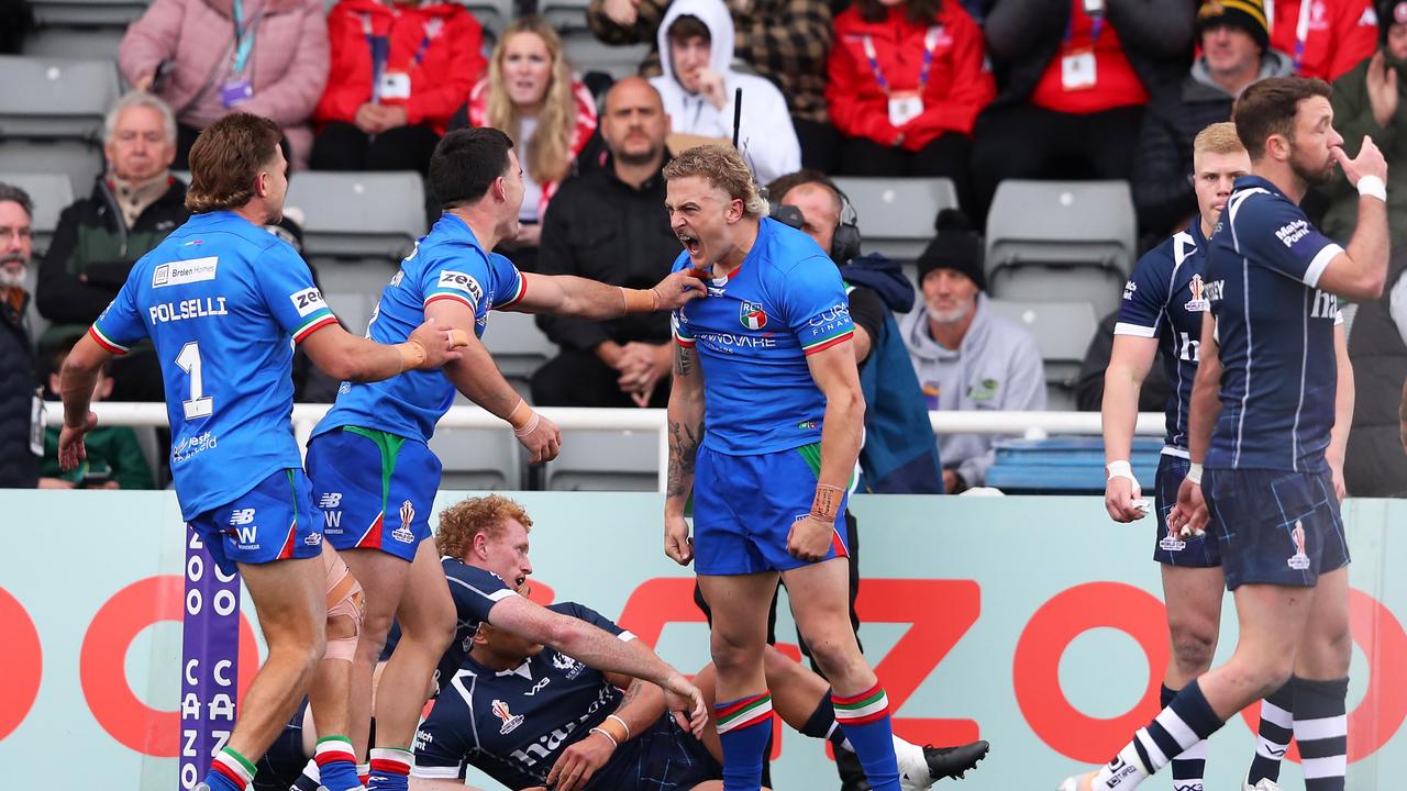 Jake Maizen is a cult hero after his hat-trick on debut for Italy. Picture: Alex Livesey/Getty Images for RLWC