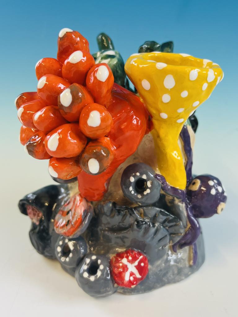 Artwork 'Life and death of a coral reef' by Imogen Maddison, a winner of the 2023 Northern Beaches Environmental Art & Design Prize. Picture: Northern Beaches Council
