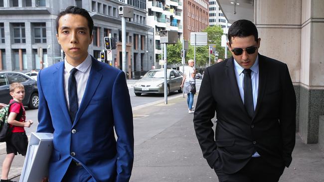 Former junior rugby league coach Joshua Daniel Perestrelo (right) leaving court on Wednesday. Picture: Gaye Gerard