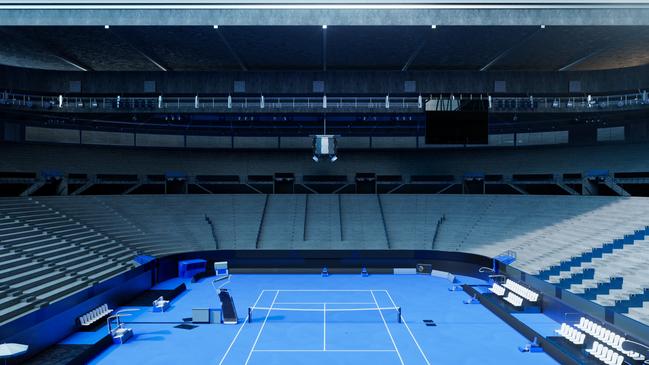 The virtualised Rod Laver Arena in Decentraland that fans from anywhere in the world can experience. Picture: Tennis Australia.