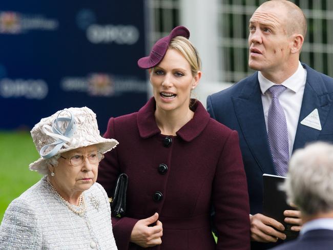 The Queen with Zara Phillips and her husband former England rugby captain Mike Tindall, who are having their son Lucas christened