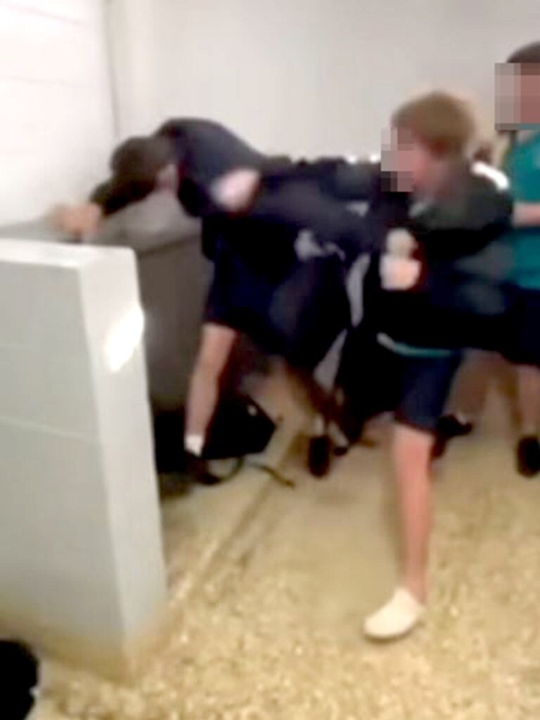 Screenshots of videos capturing bullying at Beaudesert State High School. Video: Supplied.