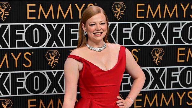 Australian actress Sarah Snook arrives for the 75th Emmy Awards at the Peacock Theatre at L.A. Live in Los Angeles on January 15, 2024. (Photo by Frederic J. Brown / AFP)