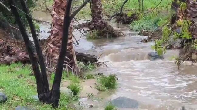 Creek Fills Up As Atmospheric River Brings Heavy Rain To Southern California Au 8412