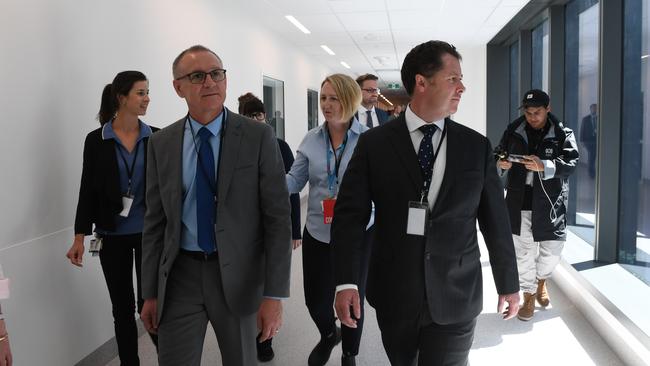 Premier Jay Weatherill and Health Minister Jack Snelling lead a tour of the new Royal Adelaide Hospital. Picture: Tricia Watkinson