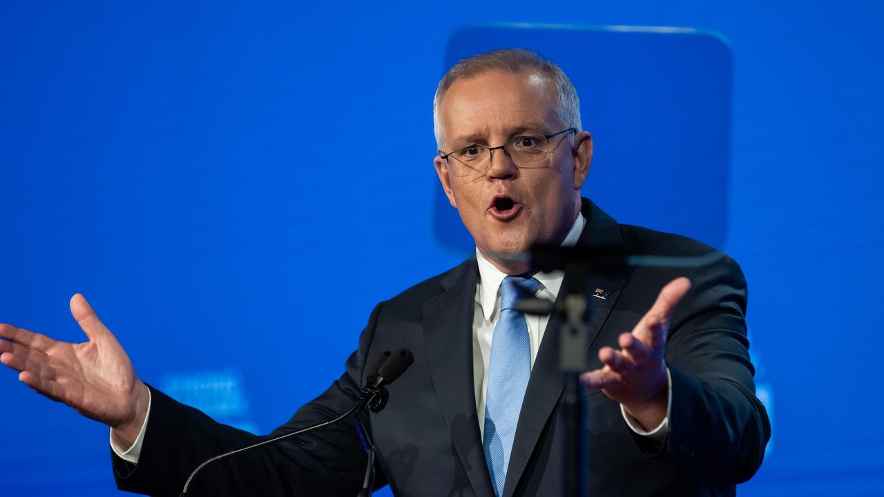 Prime Minister Scott Morrison is his campaign speech seeking to soften his image. Picture: Jason Edwards