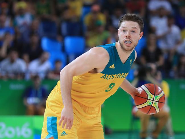 Matthew Dellavedova during Australia’s game against Lithuania. Picture: Alex Coppel