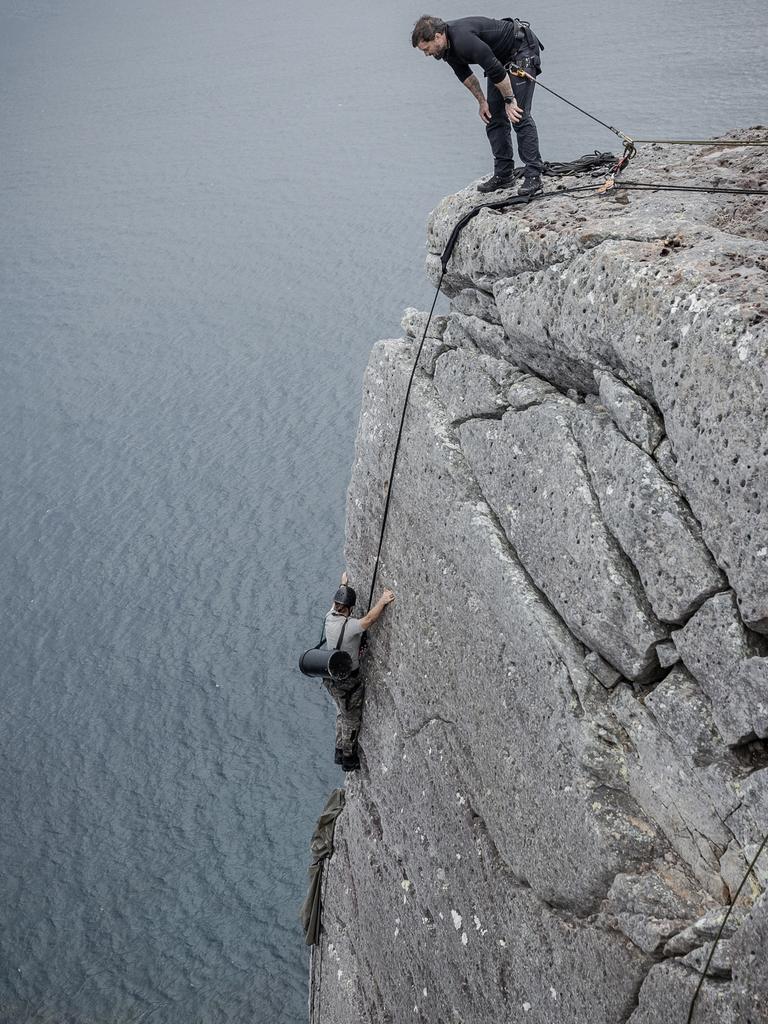 Millie Boyle scales the 100m-high cliff face. Picture: supplied