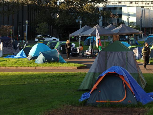 Pro-Palestine protesters set up camp at Sydney University. Picture: Rohan Kelly