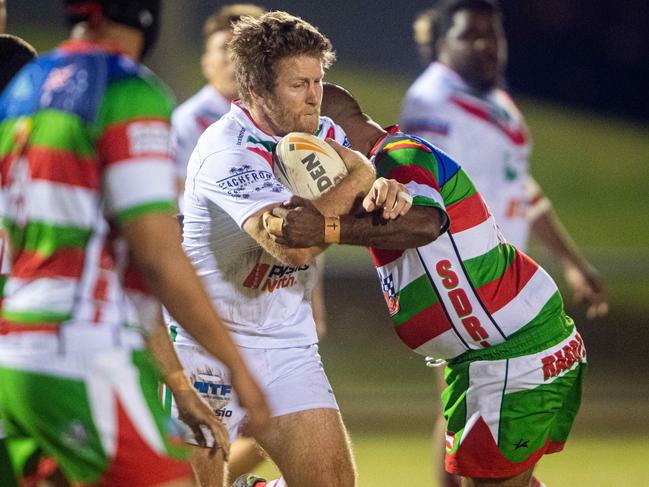 Dragons’ Karl Younger scored the opening try against Darwin Brothers. Picture: Che Chorley