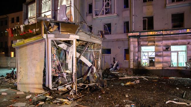 The site of a car explosion outside a building in Luhansk, Ukraine. Alexander Reka/TASS